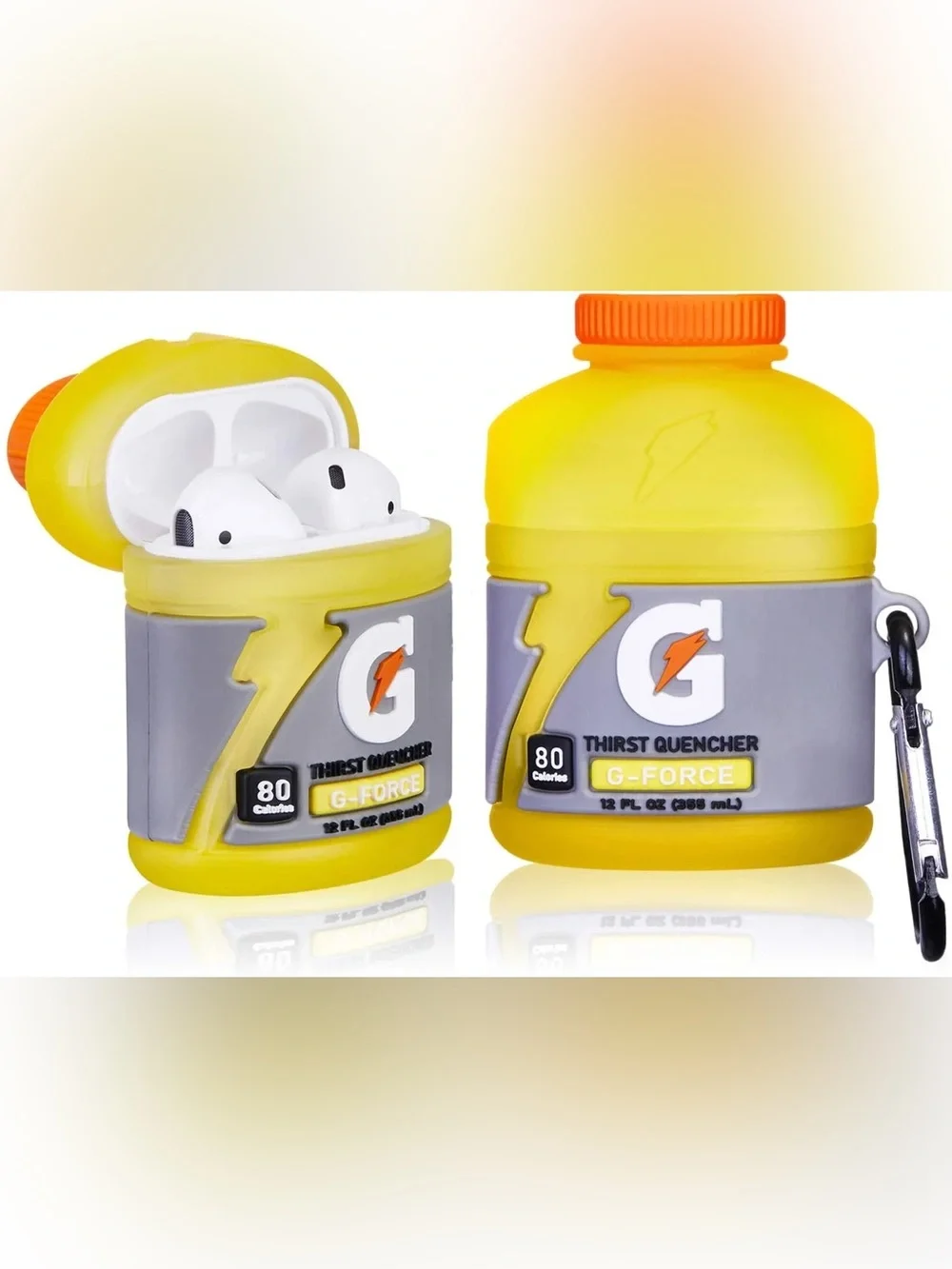 G/FORE Yellow and Gray Silicone AirPods Case with Carabiner